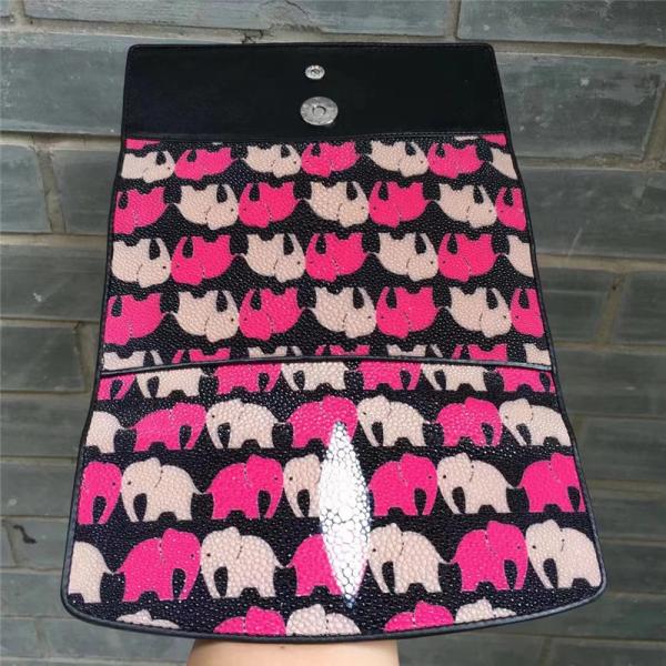 Authentic Stingray Skin Lady Long Trifold Wallet Genuine Leather Women Elephant Clutch Purse Female Large Card Holders