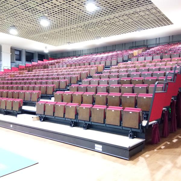 Buy Fire Resistant Gym Bleachers Retractable Grandstand Seating For Arena at wholesale prices