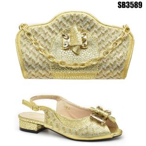 Latest fashion good quality high heels sandals and purses bag set Italian bag to