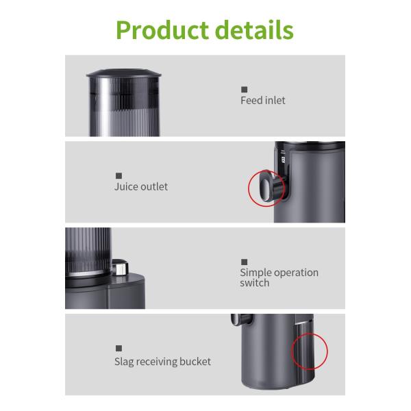 350W Slow Juicer Automatic Big Mouth Cold Press Juicer Machine for Commercial Household