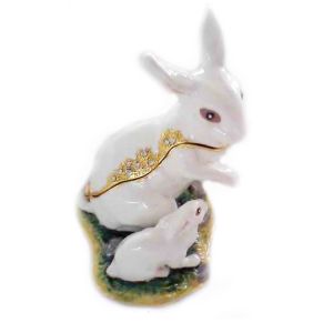 Rabbit Trinket Box Bunny Jewelry Boxes Cony Rabbit Enameled Trinket Box