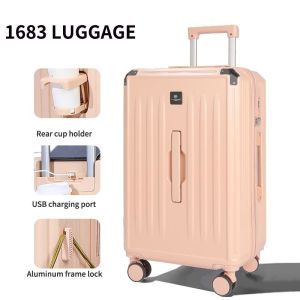 1683Convenient Travel Companion Aluminum Suitcase with 4 Wheels and Telescopic