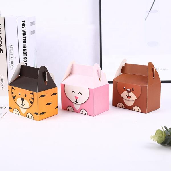 CMYK 4 Color Printing Cardboard Cake Boxes Packaging With Handle