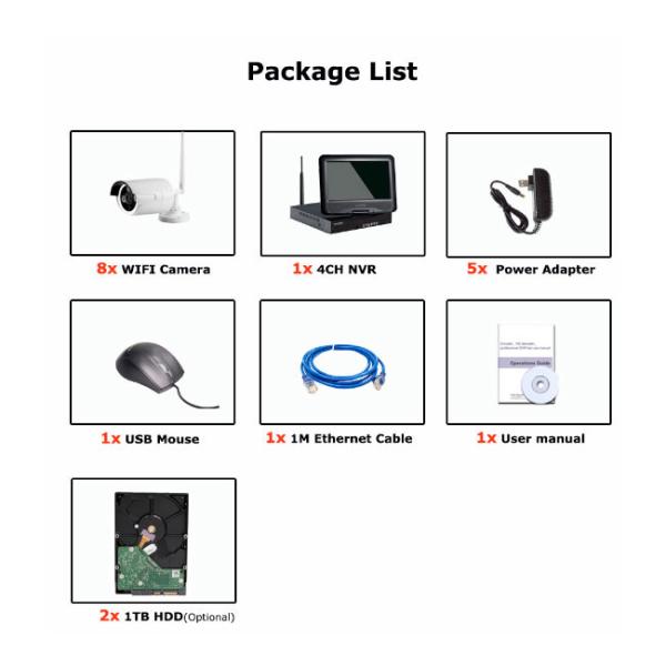 IP66 8 Camera Wireless Cctv Systems / 720p Wireless Cctv Kits For Home Security