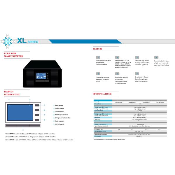Pure Sine Wave Solar Power Inverter Black Color Long Life Working Time