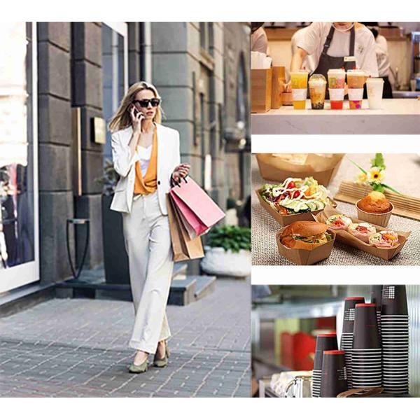 Food Coffee Packaging Greaseproof Takeaway Paper Bags With Handle OEM