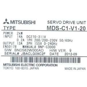 2.0KW Mitsubishi Servo Amplifier Unit MDS-C1-V1-20 Axis Control Programmable