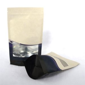 OEM Printed Biodegradable Coffee Bags Resealable Kraft Paper Bags With Window