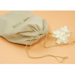 Silk Printing Logo Drawstring Gift Bags , Double Drawstring Velvet Gift Bag For