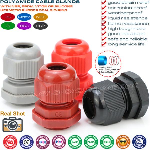 IP68 Synthetic Plastic Metric Cable Glands, IP69K Watertight Polyamide Nylon