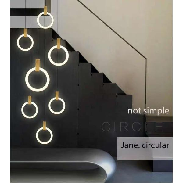 Stair Loft Apartment Duplex Chandeliers Light With Modern Simple Pick For Villa Ring Long Chandeliers 10KG Gold/Custom Design