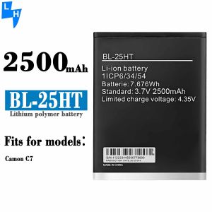 Double IC Protection White BL-25HT 2500mAh Camon C7 Mobile Phone Battery for