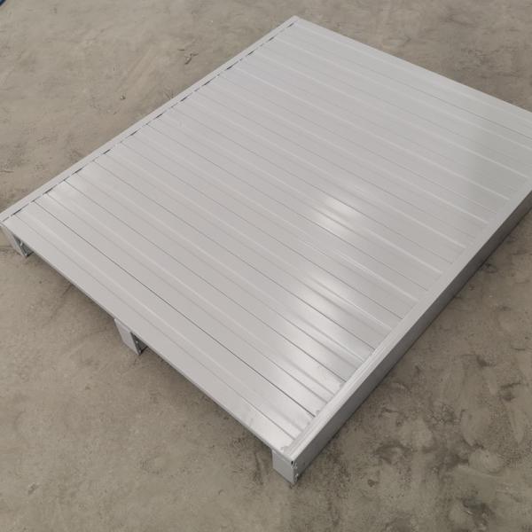 Steel pallet in warehouse setting
