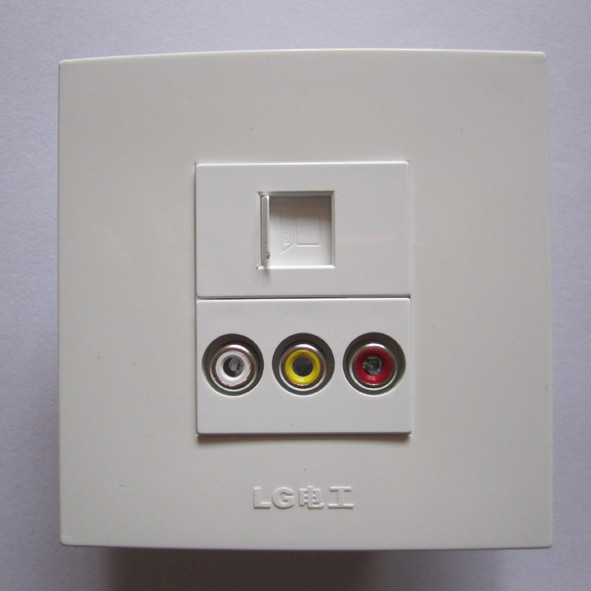 Buy Brand New RJ45 + 3AV Audio And Video Socket Panel Easy Install Wall Plug For Home Office at wholesale prices