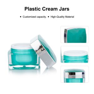 15g 40g Empty Cream Jar Square Plastic Double Layer Clear Plastic Jars With Lids