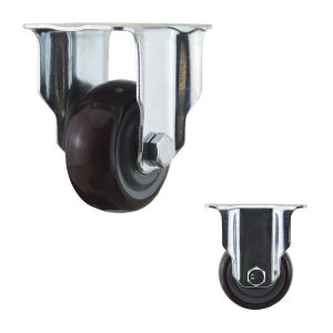 WBD 75mm Diameter Red Wheel Fixed PU Medium Duty Casters