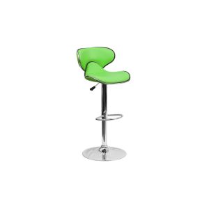 Soft Modern Green Bar Stools with Electroplate Metal Legs
