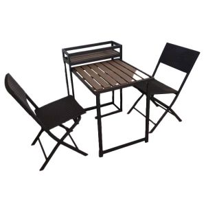 Garden Folding Plastic Polywood Table Set With 3 Flower Shelf