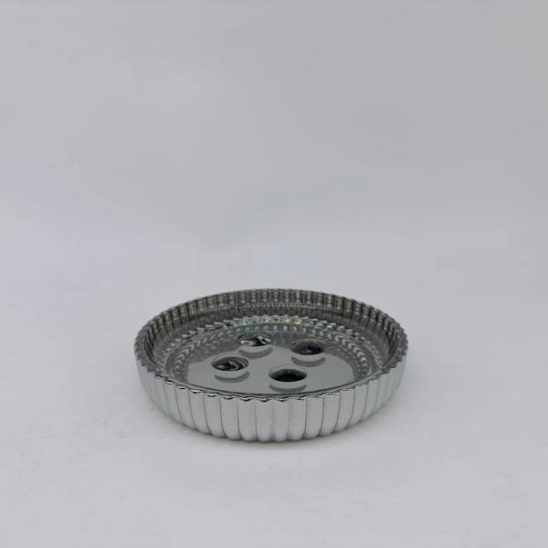 Chrome glass bathroom accessories round shape with vertical stripe soap dish holder hand wash dispenser bath soap dispenser