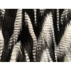 Black / White Short Ladies Faux Fur Coats Round Neckline With 3/4 Sleeve