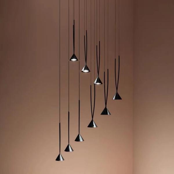 Modern Indoor Dining Room Black Chandelier Restaurant Showroom Ceiling LED Pendant Light