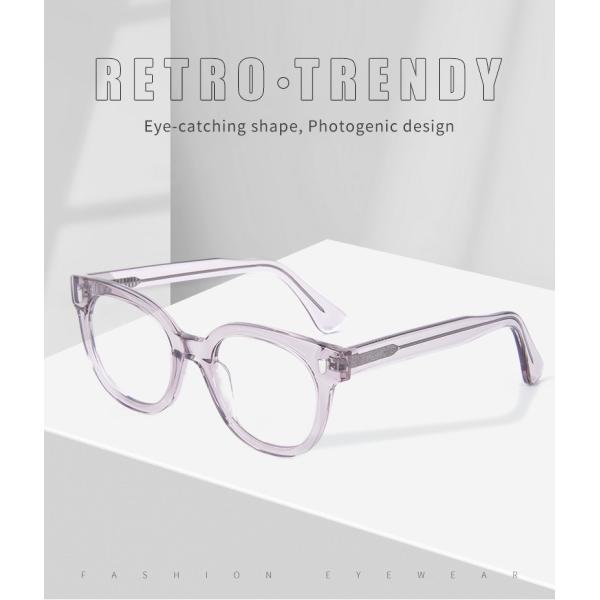 Clear Color Round Acetate Glasses Frame Unisex Fashion 49-21-145 Mm