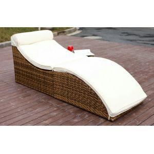 Adjustable Resin Wicker Lounge Chair Set , Beach Chaise Lounge