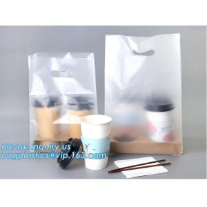 Disposable cup carrier bag, carry bag, cup handle bag, handy bag, die cut bag,