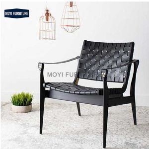 Custom solid wood leather backrest armrest recliner accent leisure chair