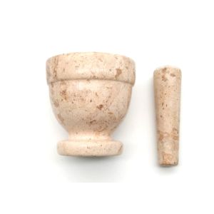 4 Inch Stone Mortar And Pestle Natural Marble With Set Beige Color