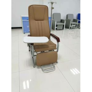 Adjustable back IV chair blue brown with stainless steel frame