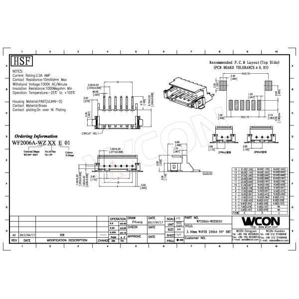 2.0mm Right Angle SMT PA6T UL94V-0 Beige 2P Board To Wire Connectors Wafer