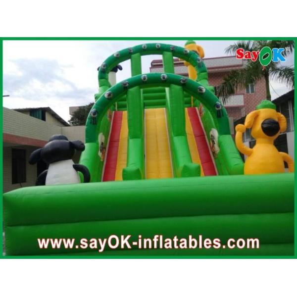 Industrial Inflatable Water Slides Green Inflatable Water Slide 0.55mm PVC