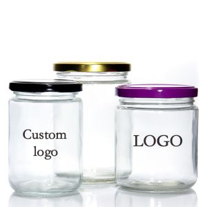 Custom Logo Recyclable 180Ml 250G Transparent Honey Jam Food Honey Storage Round Glass Container Glass Jar With Metal Lid