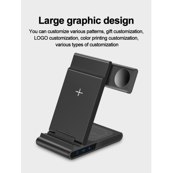 Foldable 3 In 1 Magnetic Wireless Charging Station for Smart Phones And Watches
