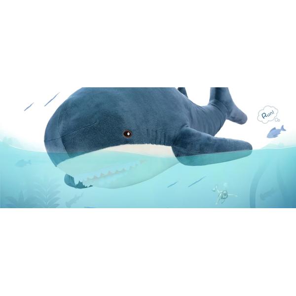 MorisMos Purple 40in Giant Shark Plush Pillow Soft Cotton Kids' Stuffed Animal Toy with PP Filling Cute Chubby Shark