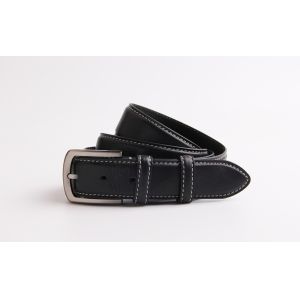 Pin Buckle Black Mens Leather Dress Belt For Jeans