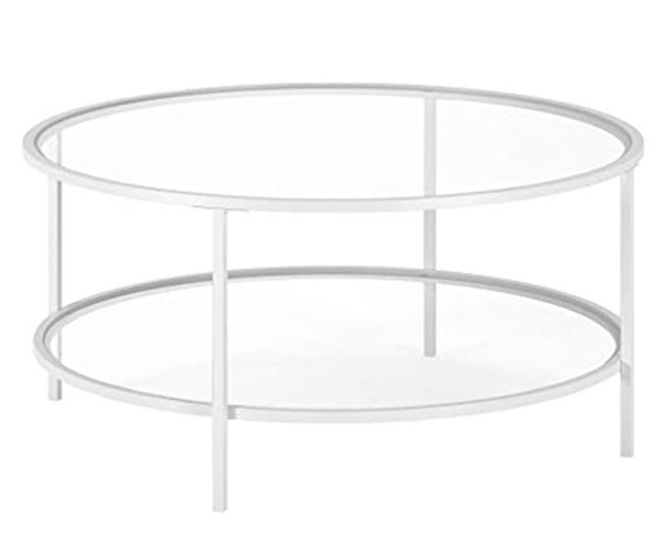 Durable Round Glass Coffee Table Living Room Furniture 17" H X 36" L X 36" W