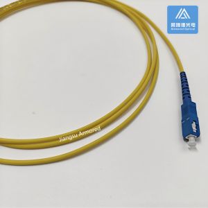 2m SC UPC 3.0mm Yellow LSZH Jacket Stainless Steel Armored Patch Cord For
