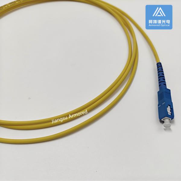 2m SC UPC 3.0mm Yellow LSZH Jacket Stainless Steel Armored Patch Cord For