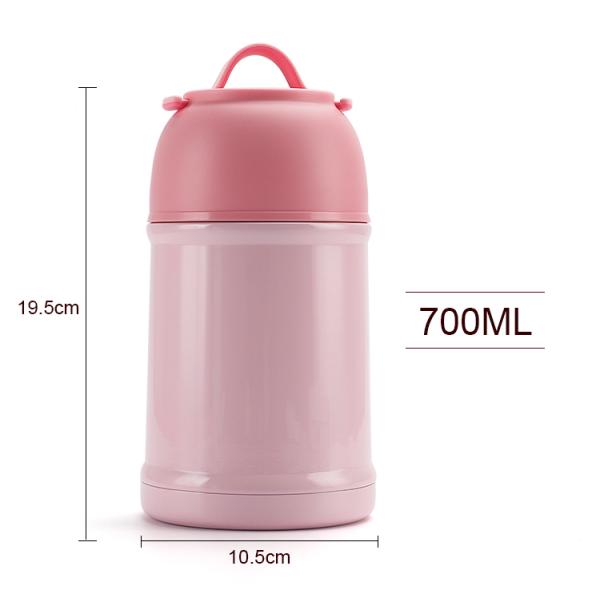 700ml Metal Custom Stainless Steel Vacuum Food Container With Foldable Ss Spoon