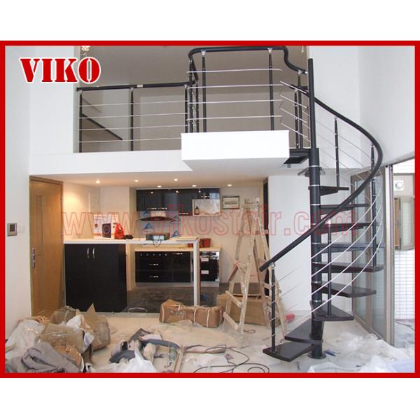 Spiral StaircaseVH31S Tread Beech Aluminum Spiral Stainless Steel Stair Curved Glass Handrail 304 Stainless Steel