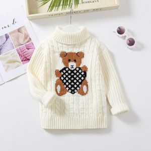 Customized Knitted Jacquard Cable Pattern Children Little Kids Winter Clothing