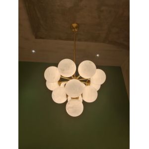 Nordic Simplicity Alabaster Circular Chandeliers Dining Room Living Room