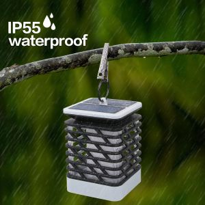 IP55 3500K Solar Pillar Light LED 1.2V Garden Dancing Flame Lamp With Flicker