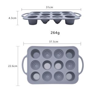 Non Sticky 12 Cavity Silicone Mini Cupcake Molds