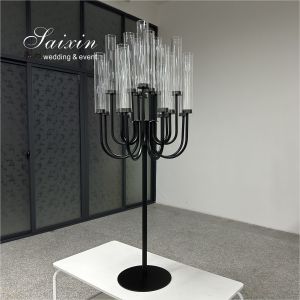 New Design Event Decorative 20 Arms Black Metal Candelabra For Wedding