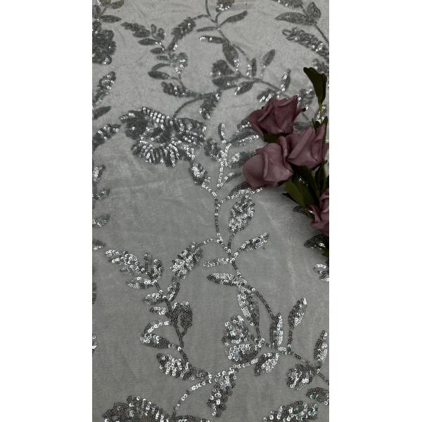 Leafy Sequin Lace With Scattered Legance Meets Subtle Gla Sequins Textural Emour For Custom High-Fashion Gowns