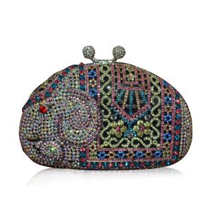 Animal hollow diamond evening bag clutch bag luxury alloy