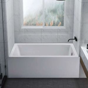 Custom Square Acrylic Freestanding Soaking Bathtub With Armrest